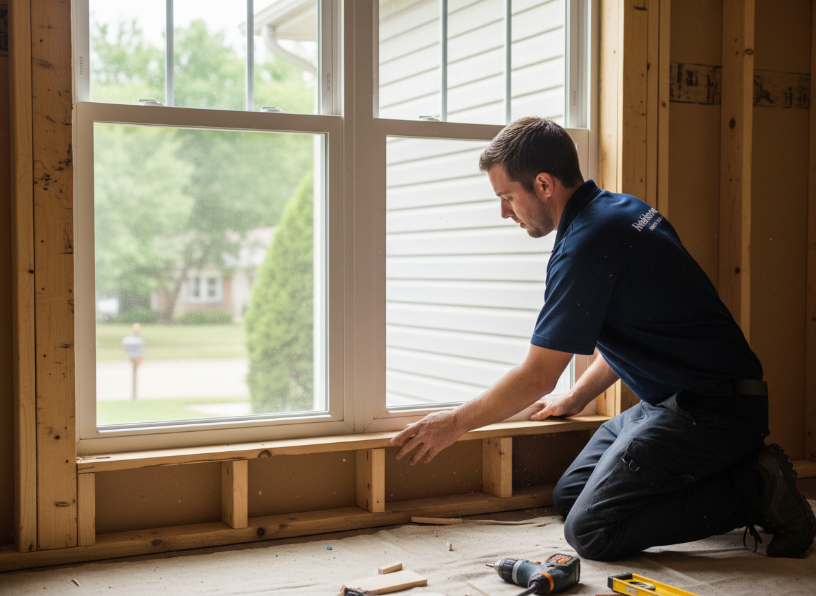 Installer fitting a replacement window